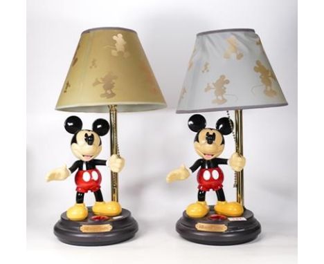 Pair Of Lazerbuilt Vintage Mickey Mouse Theme Lamp Bases, height with Shade 47cm(2) 