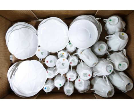 Shelley/ Wileman & Co Dainty white tea ware to include tea & coffee cups, saucers, mocha can etc (83 pieces) 