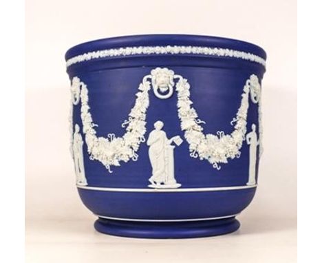 Large Wedgwood Jasperware planter. Height 22cm, diameter  25.5cm. Star hairline crack to base 