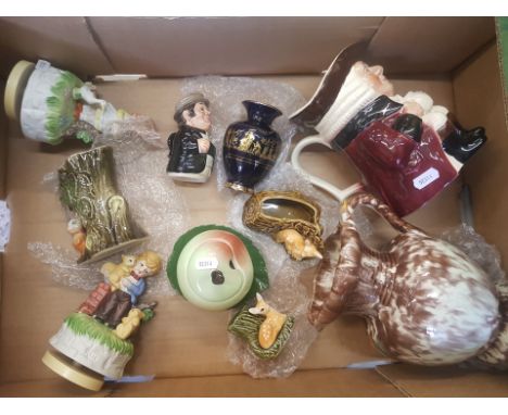 A mixed collection of ceramic items to include Sylvac and Eastgate Flora and Fauna novelty posy vases, Woods toby jug, German
