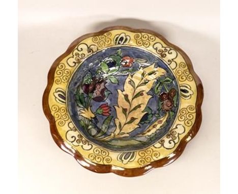 Burleigh ware / Charlotte Rhead signed lustre bowl. Diameter 31.5cm 