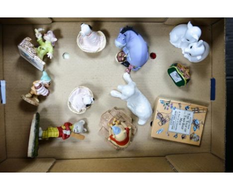 A collection of figures to include Royal Doulton Dopey by candlelight SW17, Bashful's melody SW18, Patch in a basket DM9 x 2,