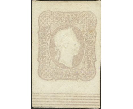 ITALY. Lombardy-Venetia. * 7. 1´05 k lilac, margin sheet with lines. VERY FINE. Cert. SAVARESE. (Sassone 10a; 3.000 Euros) 
