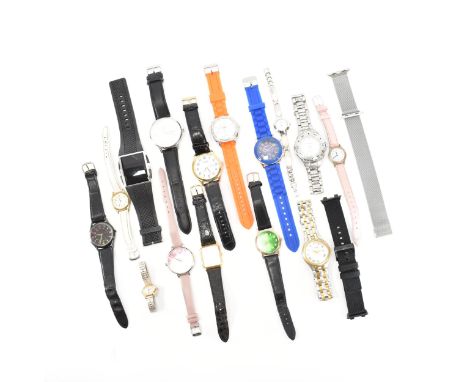 An assorted collection of wrist watches &amp; spares. The lot to include; digital watch with silicone strap, black dial watch
