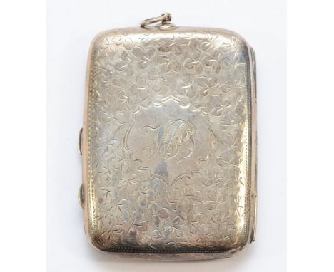 A silver cigarette case, Birmingham 1904, with engraved initials to the front,  7x9cm, 82gm.