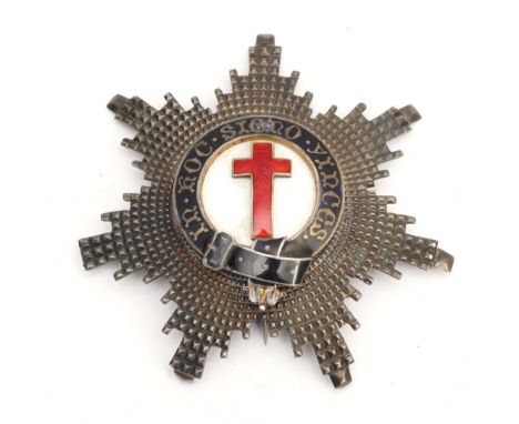 A sterling silver masonic Knights Of The Templar breast jewel, London 1924 by Doric, Toye &amp; Co LTD.