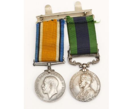 A George V 1919 Afghanistan N.W.F together with the WWI War medal, presented to 9311 PTE. W. F. Elson. Somerset Light Infantr