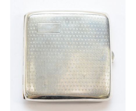 A silver cigarette case, Birmingham 1927, 8x8cm, 104gm.