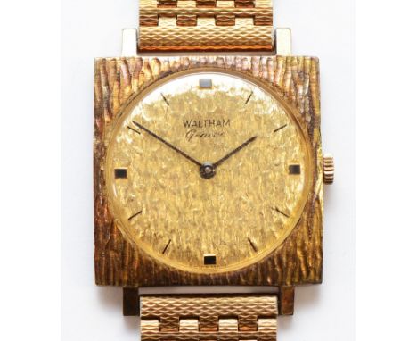 Waltham, Geneve, a gold plated manual wind gentleman's wristwatch, 30mm, period bracelet.Working when catalogued.