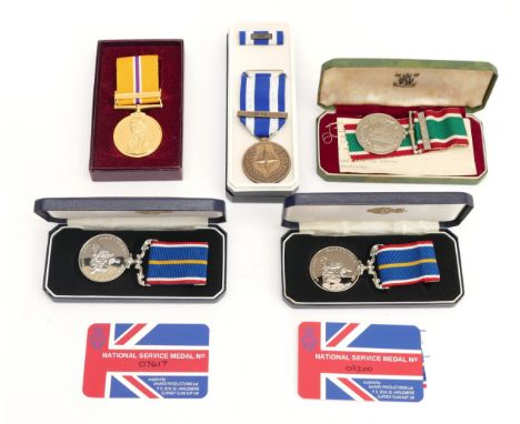 ERII five boxed medals, to include the Queens Army Golden Jubilee, Women's Voluntary Service, I.S.A.F and two National Servic