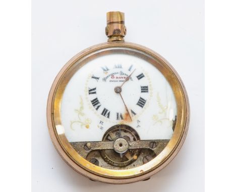 Hedomas, a gold plated open face pocket watch, spares or repair, balance spins