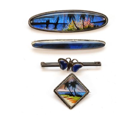 Thomas L Mott, three sterling silver butterfly wing brooches, largest 70mm, with a silver butterfly wing butterfly brooch, 50