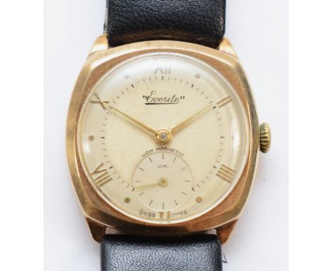 Everite, a 9ct gold manual wind gentleman's wristwatch, Birmingham 1954, 28mm.Working when catalogued
