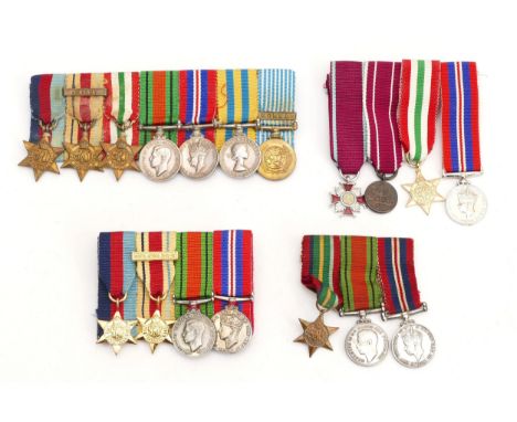Four mounted miniature medal groups, to include Korea, Polish and the Pacific star.