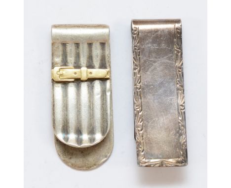 A 925 Italian silver money clip, together with a 925 silver money clip, 46gm. (2)