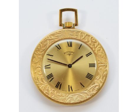 Rotary, a gold plated keyless wind open face pocket watch, 17 jewel movement, 43mm, working when catalogued.