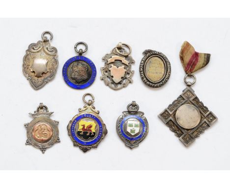 Eight various silver watch fobs, various dates, 92gm.