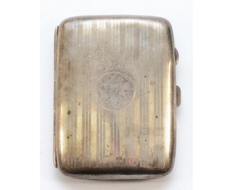 A silver cigarette case, Birmingham 1920, with engraved initials to the front, 9x7cm, 79gm.
