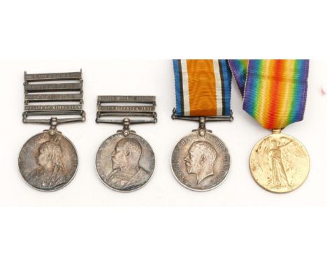 A Boer war-WWI medal group, to include the 1899-1902 Queen Victoria South Africa, clasped 'Transvaal', 'Driefontein', 'Paarde