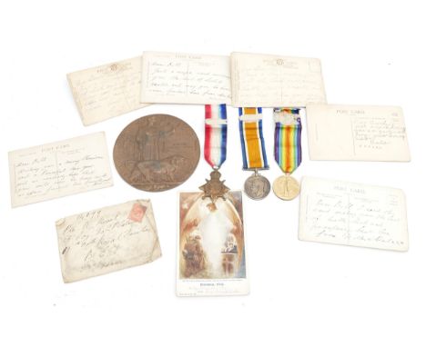 WWI Death plaque, together with the trio of the 1914-1915 Star, War and Victory medals, presented to G-14079 PTE. William Edw
