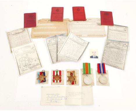 WWII medals to include the 1939-1945 Star, Italy, Africa clasped '1st Army', Defence and war, presented to Charles Geoffrey T