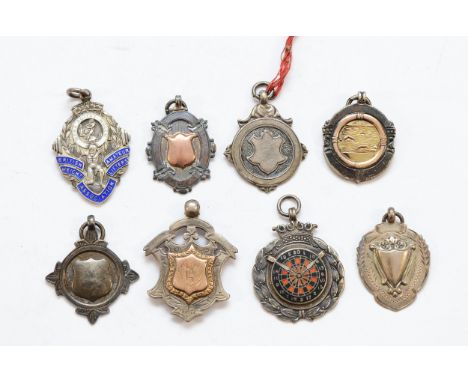 Eight various silver watch fobs, various dates, 80gm.
