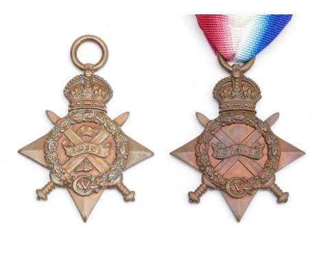 WWI 1914 Mons star together with the 1914-1915 star, Mons presented to 11008 L. CPL. S. Beggs. R. Lanc regiment and the 1914-