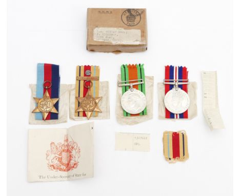 WWII medals to include the 1939-1945 Star, Afrika clasped 'North Afrika 1942-1943', Defence and war, presented 1307661 CPL F.