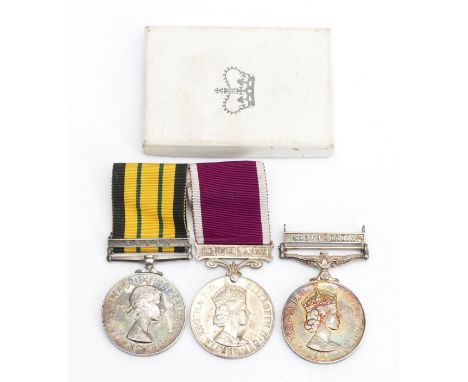 ERII Army Long Service medal group, to include the A.G.S Kenya mounted with the Regular Army and together with the South Arab