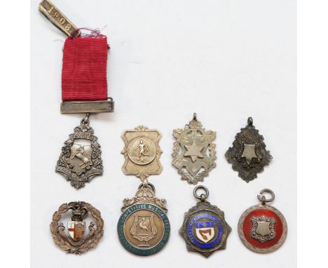 Eight various silver watch fobs, various dates, 73gm.
