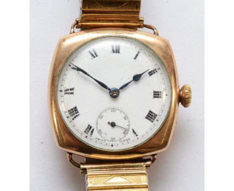 A gold plated manual wind gentleman's wristwatch, c.1940's, 31mm.Working when catalogued but in need of a service