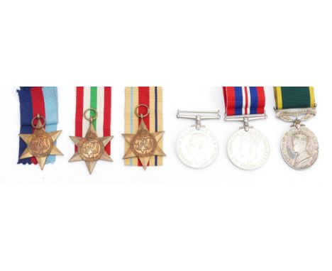 WWII Territorial medal group, to include the 1939-1945 star, Italy, Africa, Defence, War and the George VI territorial, prese