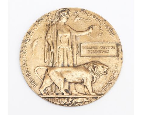WWI Death plaque, presented to William George Pountney.