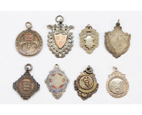 Eight various silver watch fobs, various dates, 75gm.
