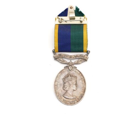 A ERII T. &amp; A.V.R Territorial medal, presented to 23795179 SGT T. Margrie. R.E.