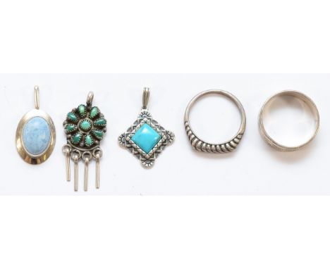 Carolyn Pollack, a 925 silver and gemset pendant, with a Carolyn Pollack 925 silver ring, R, Relios San Poblano, a silver gem