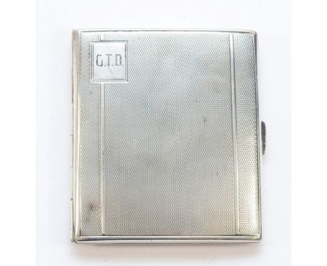 A silver cigarette case, London 1932, with engraved initials to the front, 8x7.5cm, 86gm.