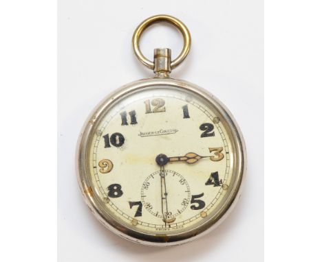 Jaeger-le-Coultre, a British military nickel keyless wind open face pocket watch, GS/TP over broad arrow over 004739.Spares o