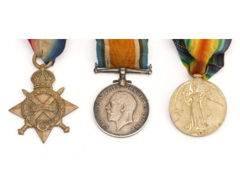 WWI trio of War, Victory and the 1914-1915 Star, awarded to GS-877 PTE. W. Hunwick. R. W. Kent regiment.