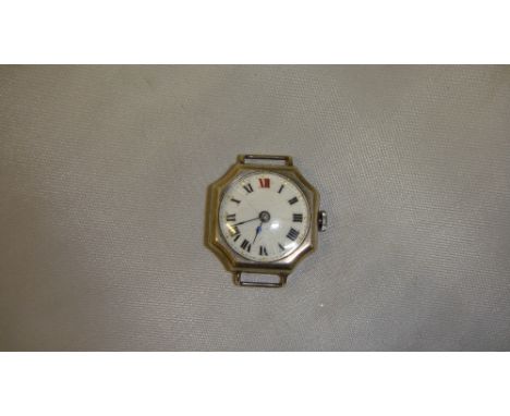 Early 20th century ladies wristwatch with painted enamel dial in silver case