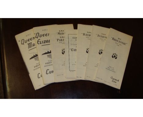 Assorted ephemera including 2 x RMS Queen Elizabeth Plan of First Class Accomodation, RMS Parthia & RMS Media Plan of Passeng