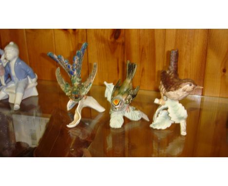 Vintage Goebel bird ornaments, Wren , Firecrest and Humming bird