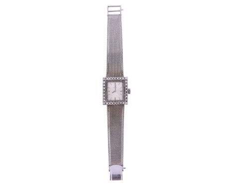  Tissot, a lady's 18 carat white gold and diamond bracelet wristwatch,   manual wind movement, 17 jewels, cal. 709-1, no. 826