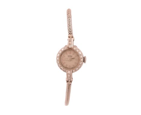  Vertex, a white metal and diamond cocktail watch,   no. 330/2049, circa 1963, manual wind movement, 17 jewels, no. 88, silve