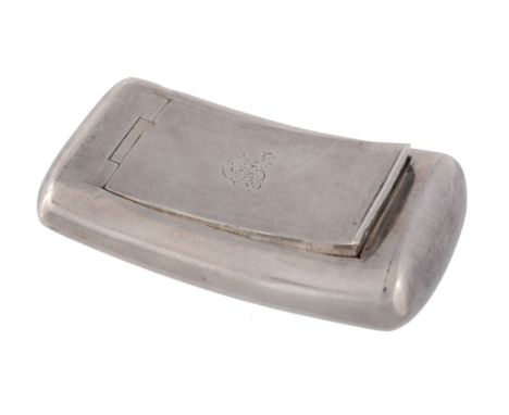  A George III silver curved snuff box by William Weston,   London 1809, the plain body engraved with a monogram to the cover,