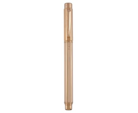  Caran D¬he, China, a cream lacquer rollerball pen,   with a facetted cream lacquer barrel and reeded cap, the barrel with Ch
