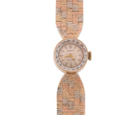  Rolex, Precision, a lady's 9 carat gold bracelet wristwatch,   circa 1964, manual wind movement, 18 jewels, cal. 1401, silve