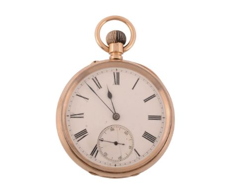  An 18 carat gold Swiss open face pocket watch,   no. 65314, circa 1900, three quarter plate lever movement, 15 jewels, bimet