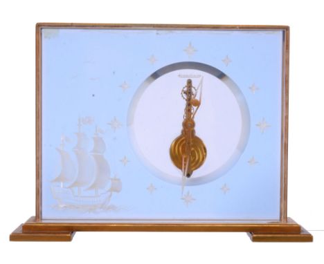  Jaeger LeCoultre, a perspex mantle and gilt metal clock,   8 day straight line lever movement, 16 jewels, the rectangular ca