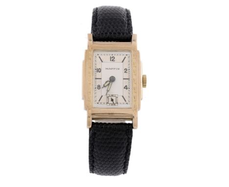  Mappin, a 9 carat gold rectangular wristwatch,   no. 478863, circa 1935, Titan tonneau shaped manual wind movement, 15 jewel